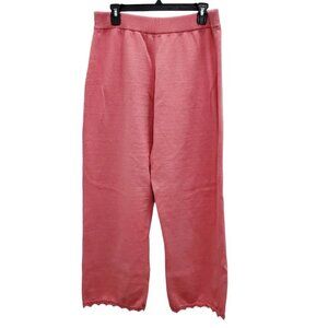 Storybook Knits for HSN Women's Vintage‎ Pink Wide Leg Lace Trim Knit Pants Sz L